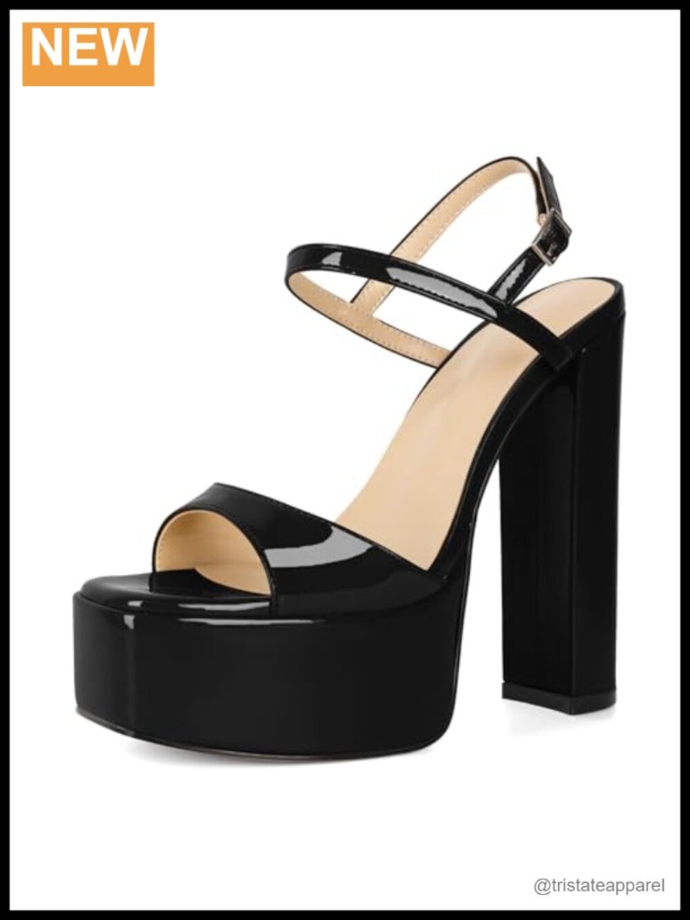 Women's Platform Chunky Heels Square Toe Adjustable Straps High Heel Mule